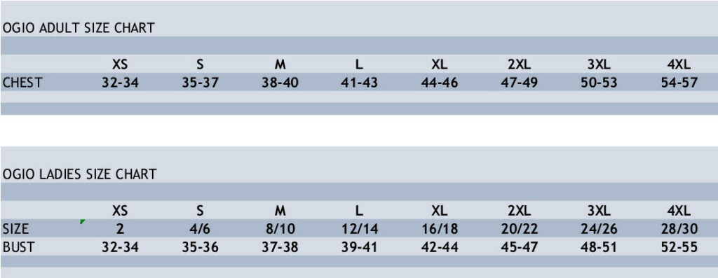 Ogio Shirt Size Chart