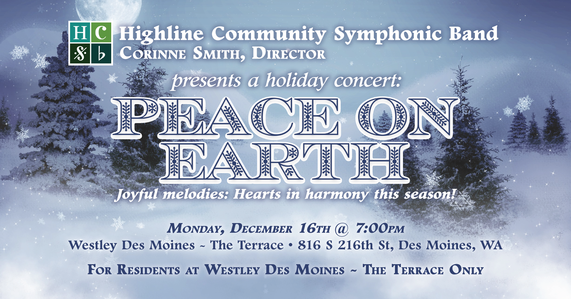 Highline Community Symphonic Band "Peace On Earth" Wesley Concert event image